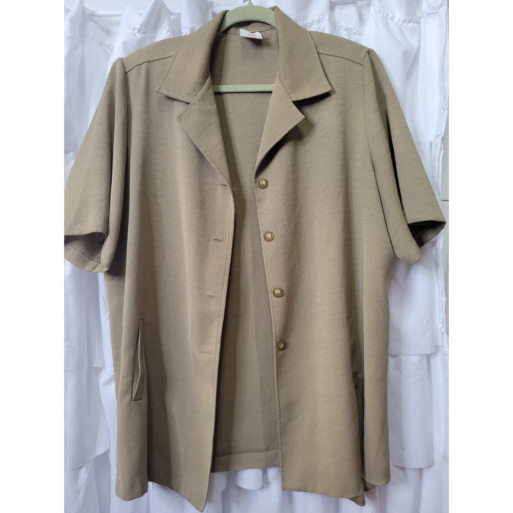 Giorgio Fiorlini Plus Collection Tan Short Sleeve Button Up Jacket Womens 18 515